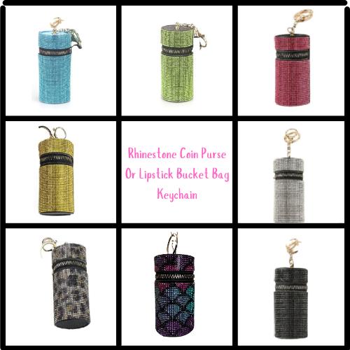 Coin Purse Or Rhinestone Lipstick Bucket Bag Keychain