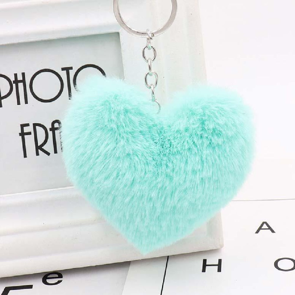 Heart fur ball keychain