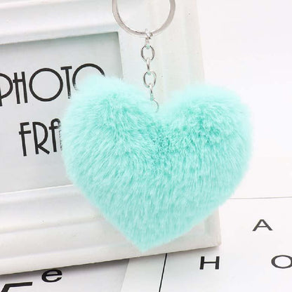 Heart fur ball keychain