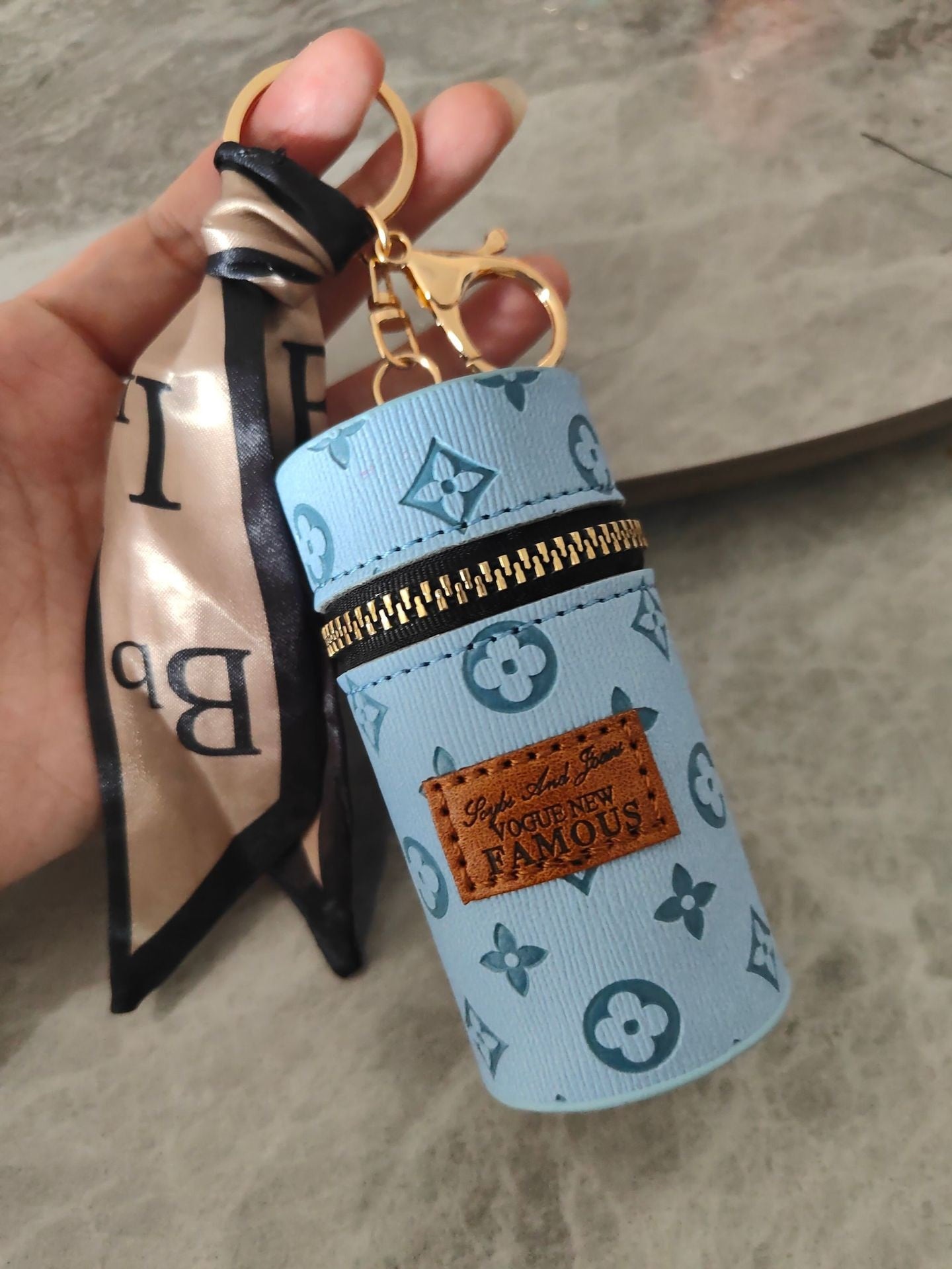 Sakura Lipstick Bucket Bag keychain