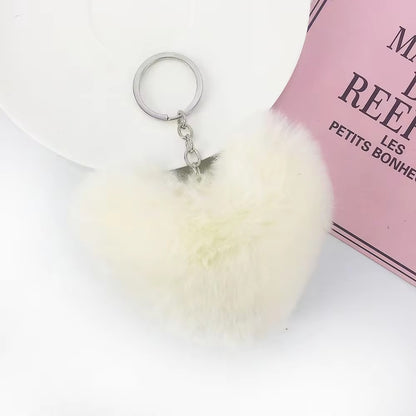Heart fur ball keychain