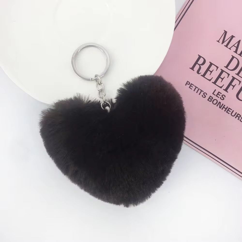 Heart fur ball keychain