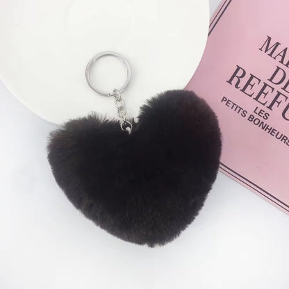 Heart fur ball keychain