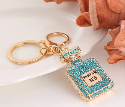 Fashion Perfume Bottle Rhinestones Keychain