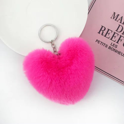 Heart fur ball keychain