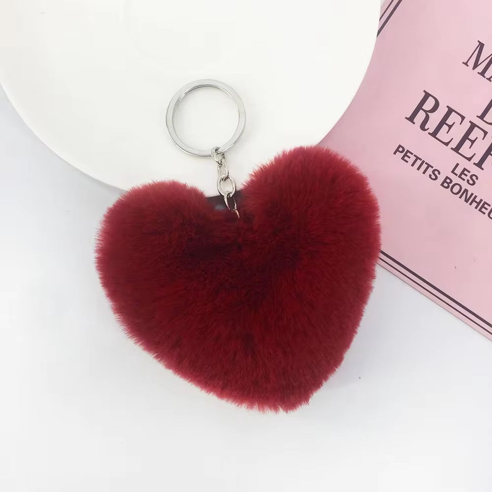 Heart fur ball keychain