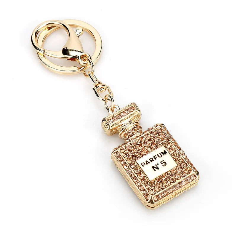 Fashion Perfume Bottle Rhinestones Keychain
