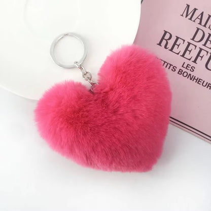 Heart fur ball keychain