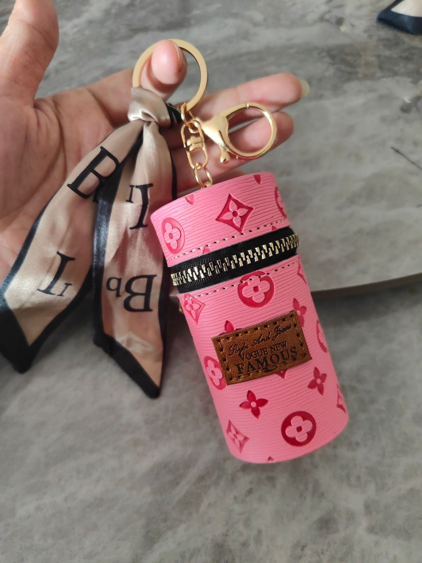 Sakura Lipstick Bucket Bag keychain