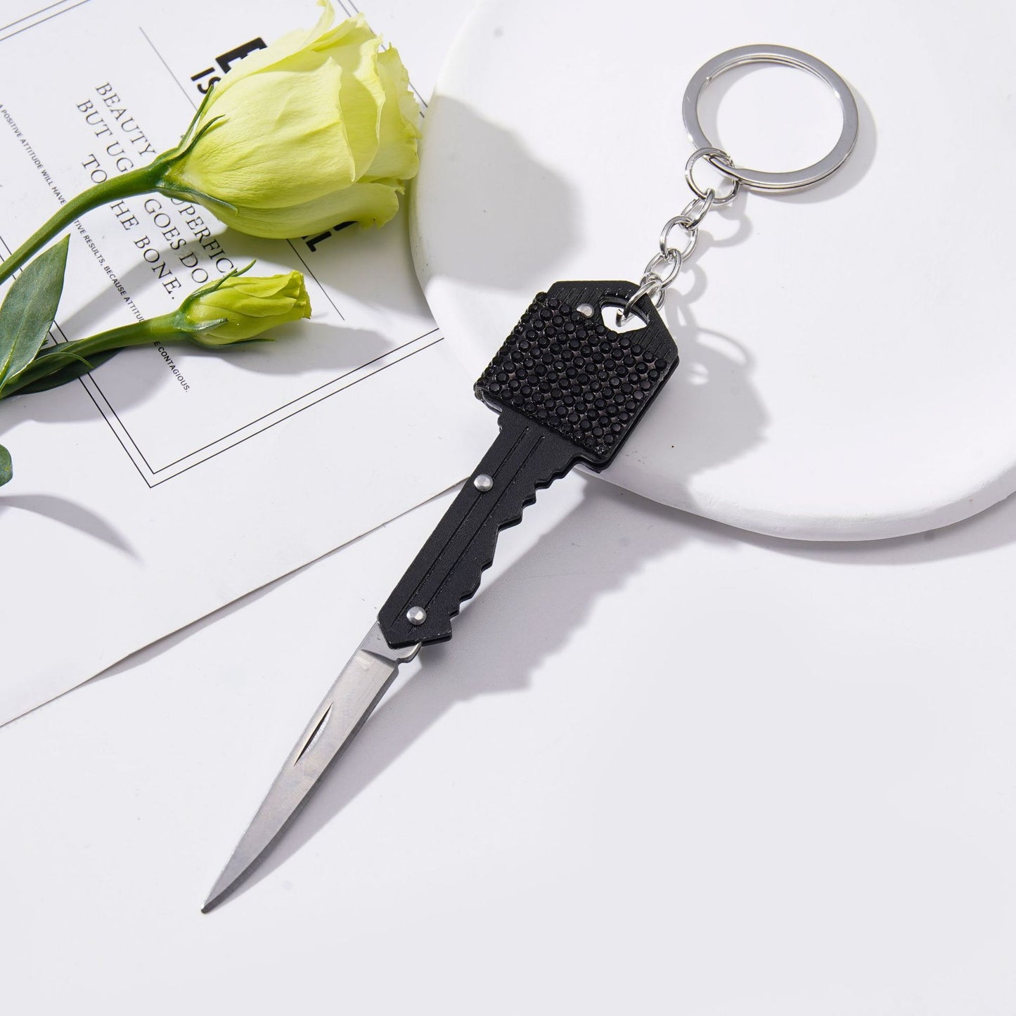 Discrete Key Knife Bling Keychain