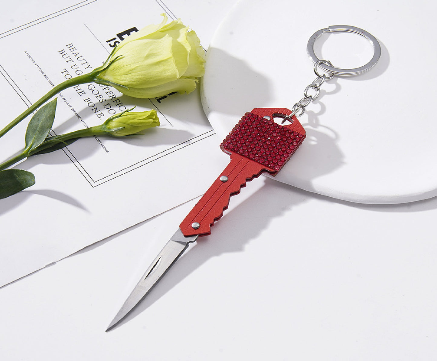 Discrete Key Knife Bling Keychain