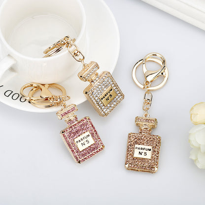 Fashion Perfume Bottle Rhinestones Keychain