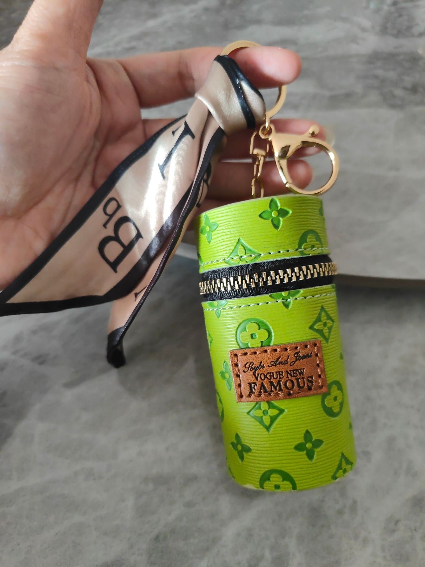 Sakura Lipstick Bucket Bag keychain