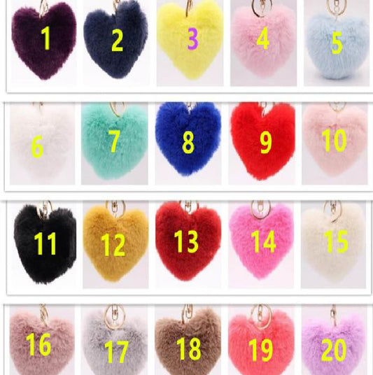 Heart fur ball keychain