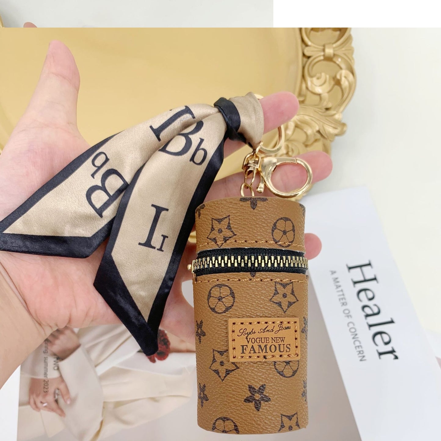 Sakura Lipstick Bucket Bag keychain