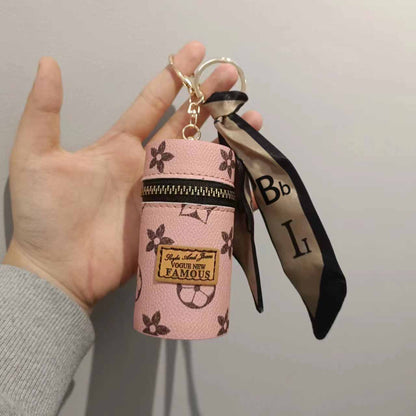 Sakura Lipstick Bucket Bag keychain