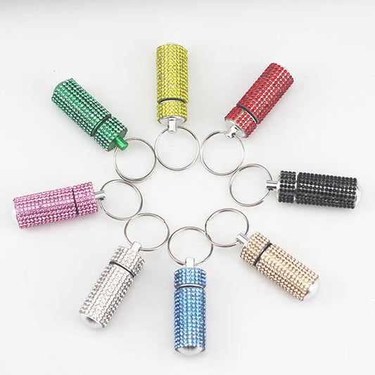 Mini Pill Bottle Keychain Bling