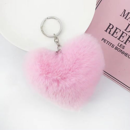 Heart fur ball keychain