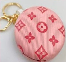 Mini Folding Makeup Mirror Round Leather with Key Ring