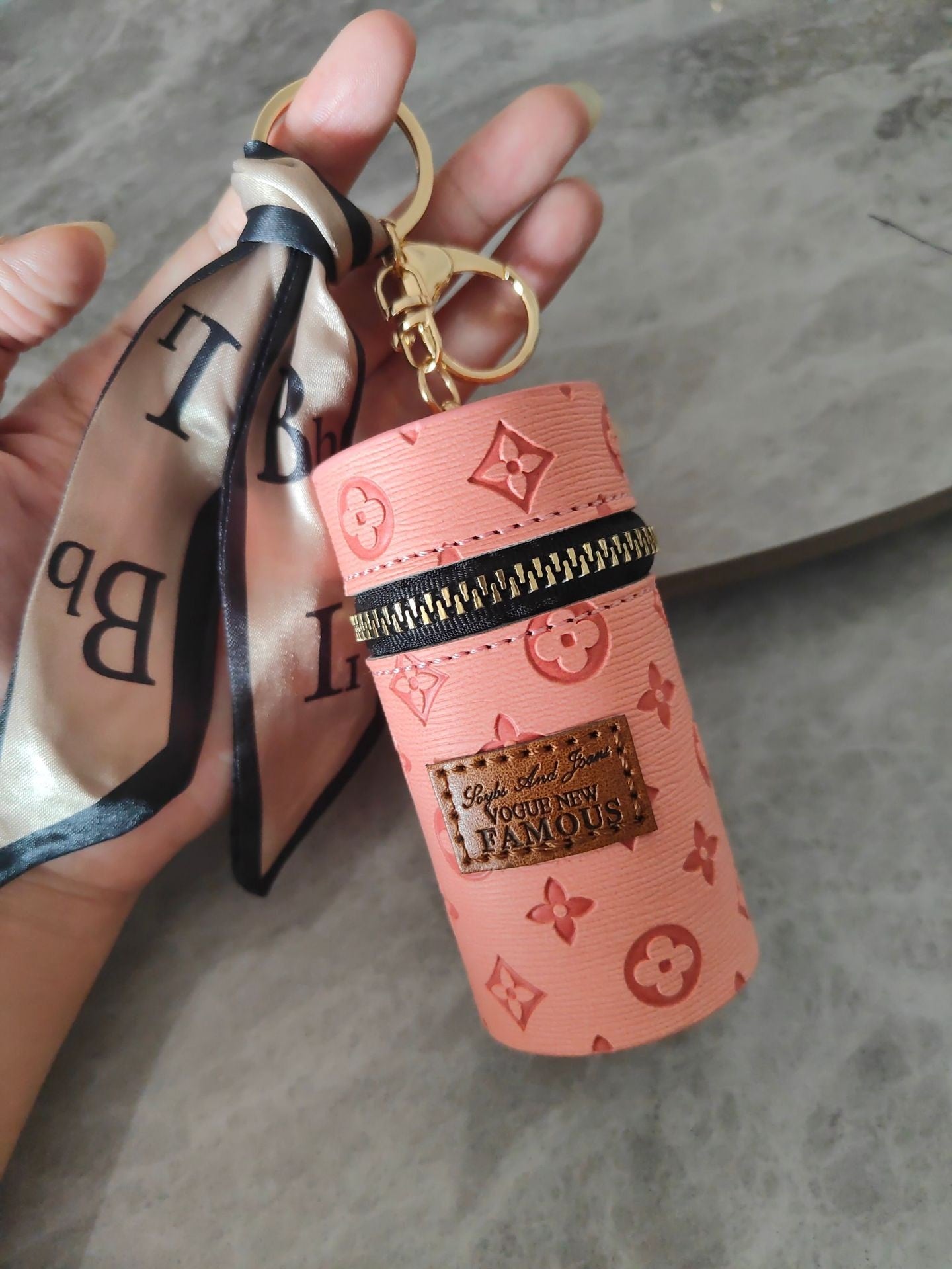 Sakura Lipstick Bucket Bag keychain