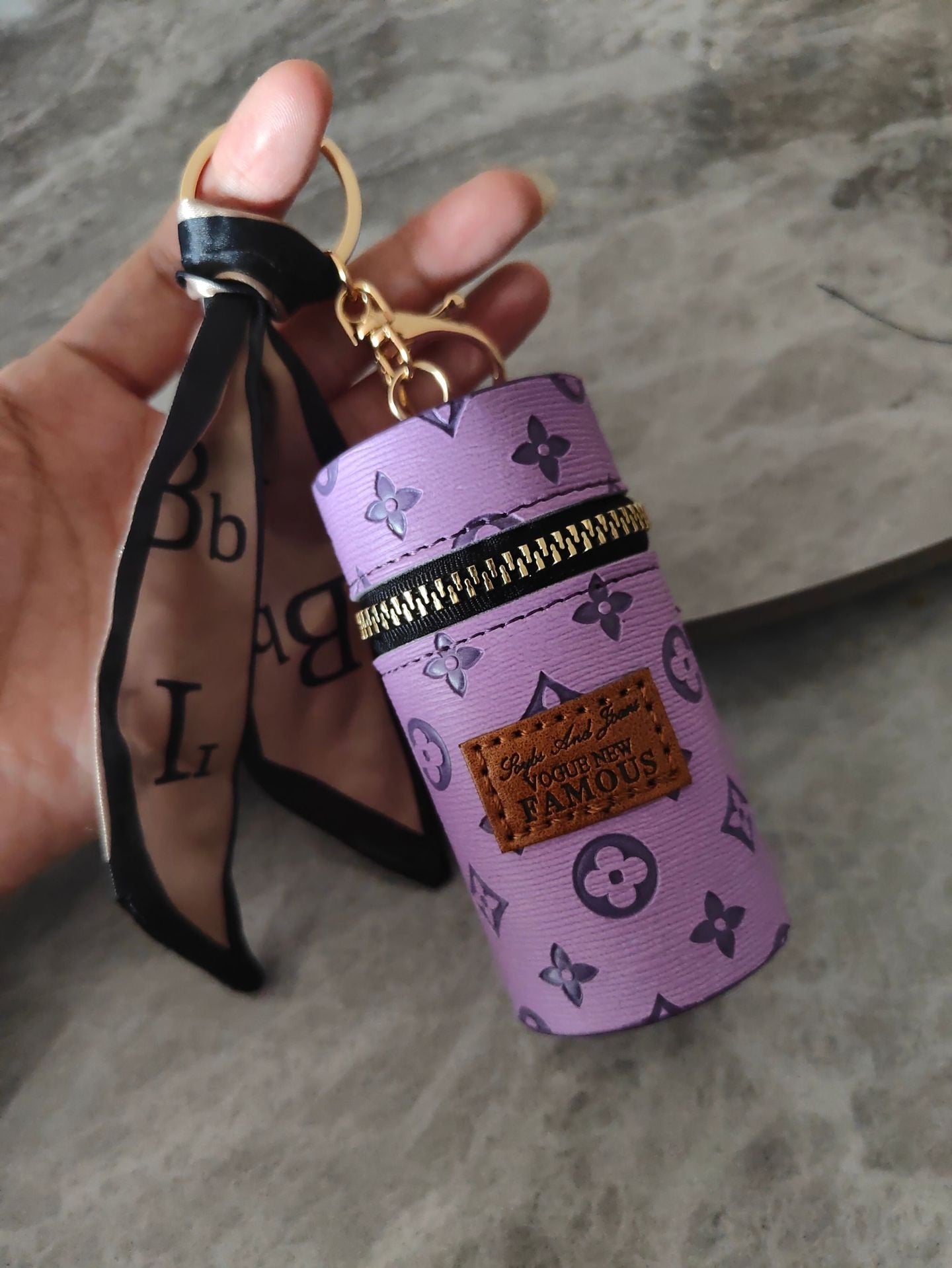Sakura Lipstick Bucket Bag keychain