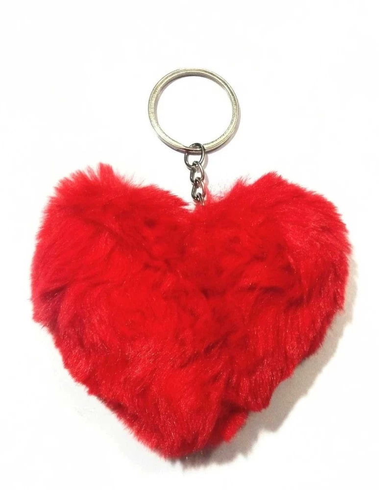 Heart fur ball keychain
