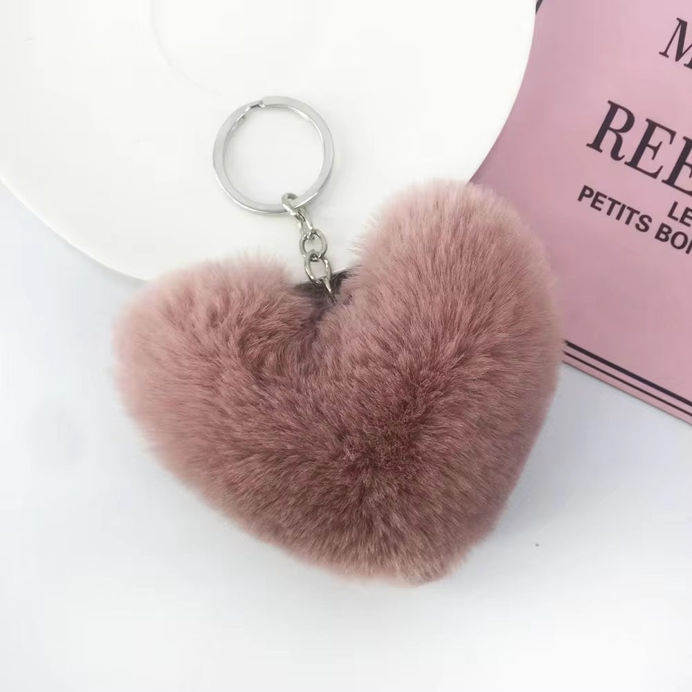 Heart fur ball keychain