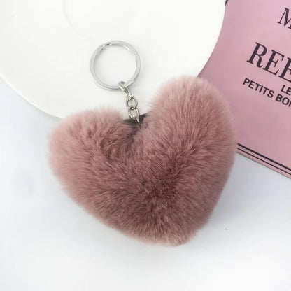 Heart fur ball keychain