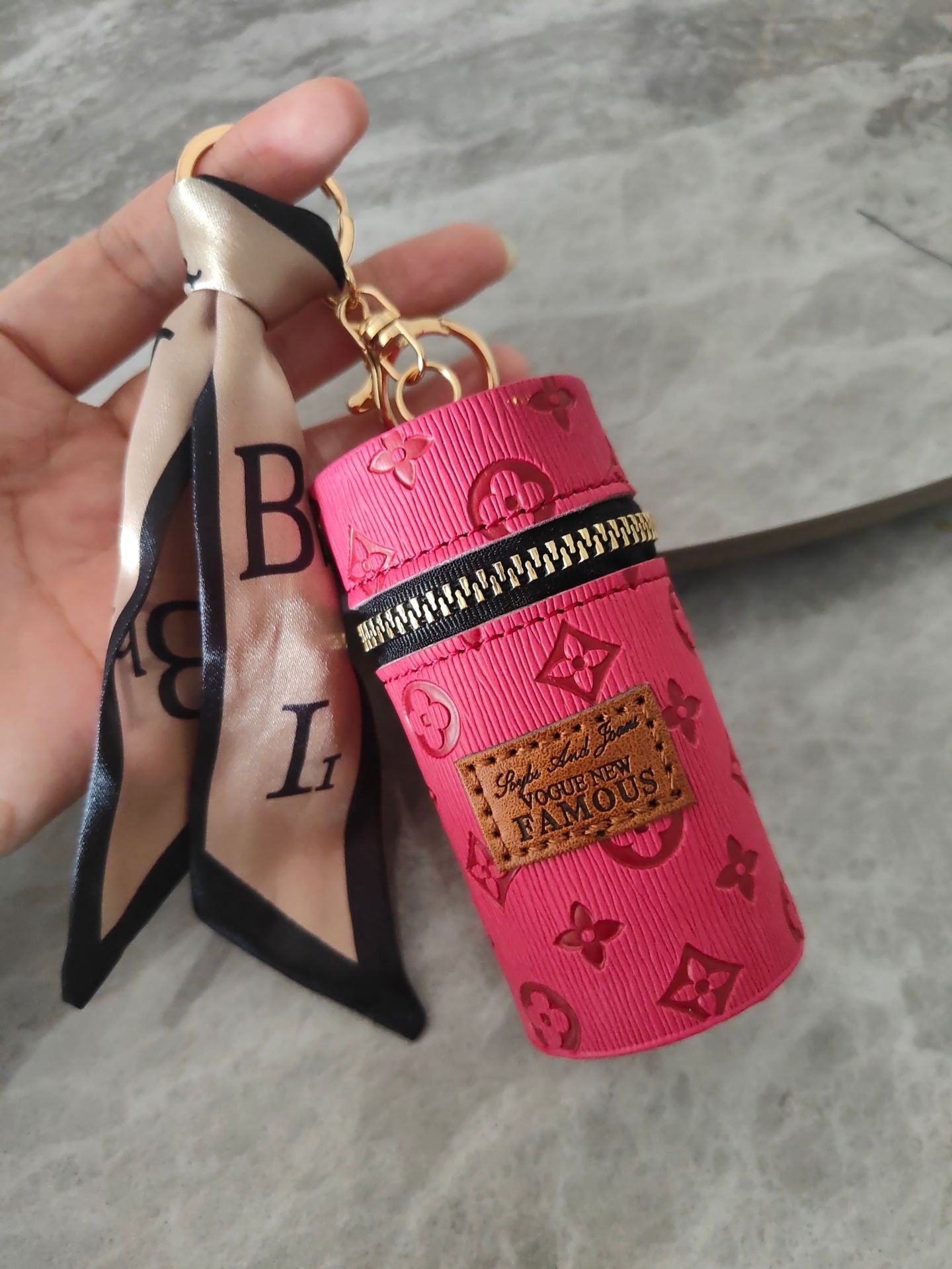 Sakura Lipstick Bucket Bag keychain