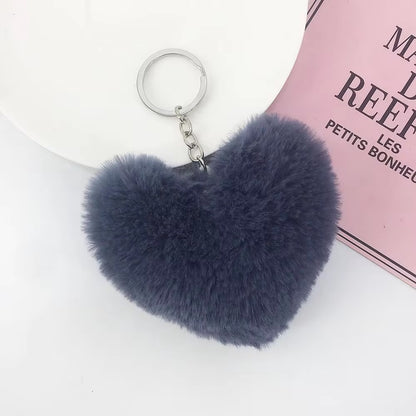 Heart fur ball keychain