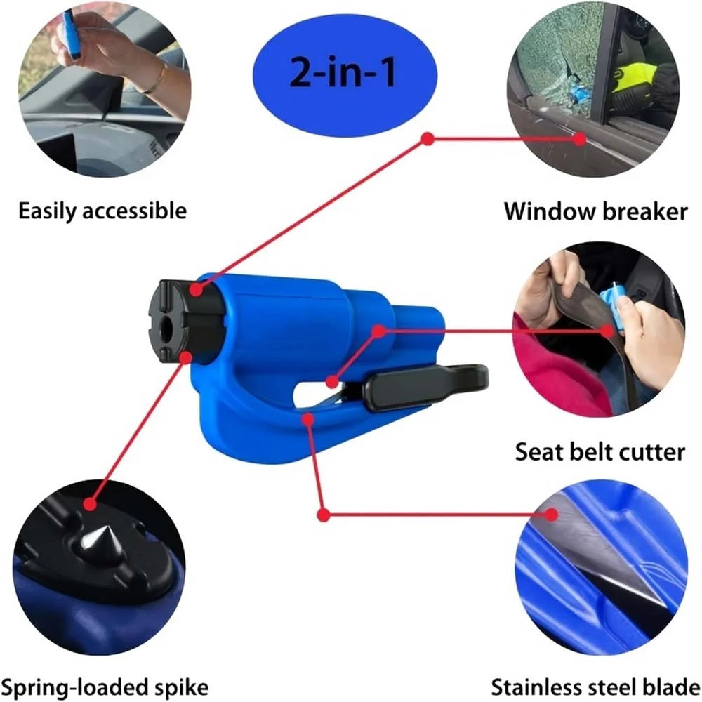 Emergency Car Escape Tool 2-in-1 Seatbelt Cutter & Window Backer