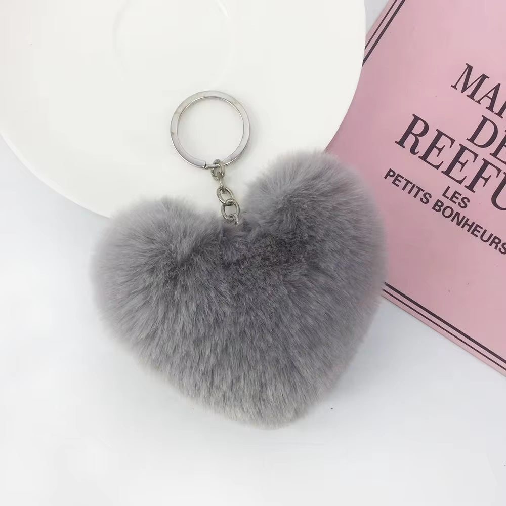Heart fur ball keychain