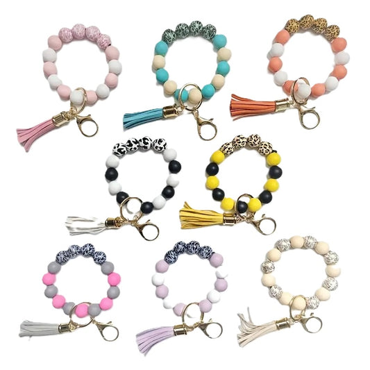 Beaded Wristlet silicone With Tassel