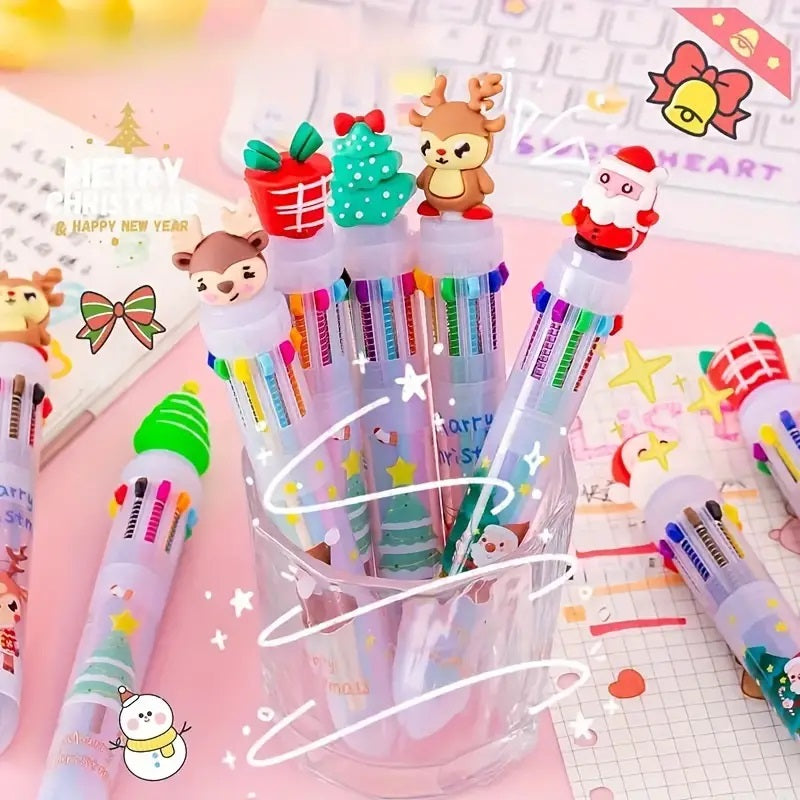 Festive Christmas Multicolor Ballpoint Pens