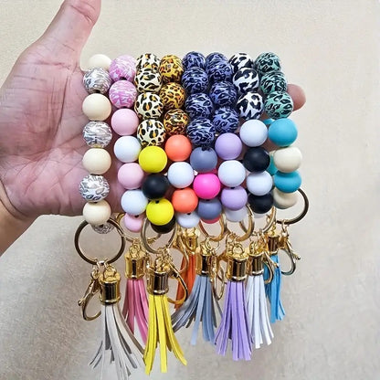 Beaded Wristlet silicone With Tassel