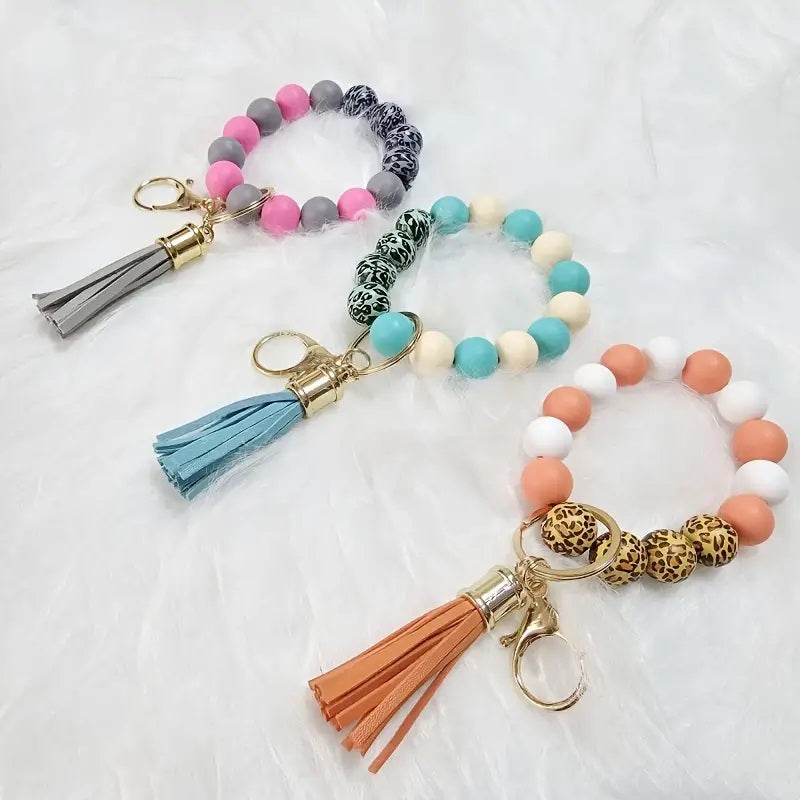 Beaded Wristlet silicone With Tassel