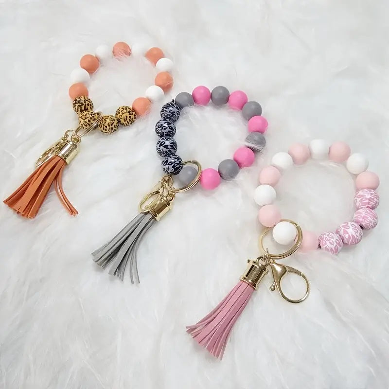 Beaded Wristlet silicone With Tassel