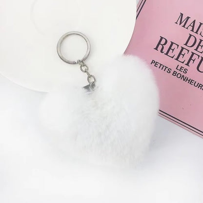 Heart fur ball keychain