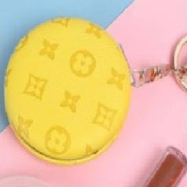 Mini Folding Makeup Mirror Round Leather with Key Ring