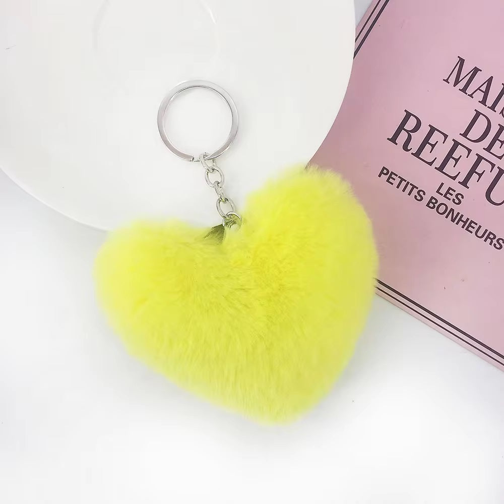 Heart fur ball keychain